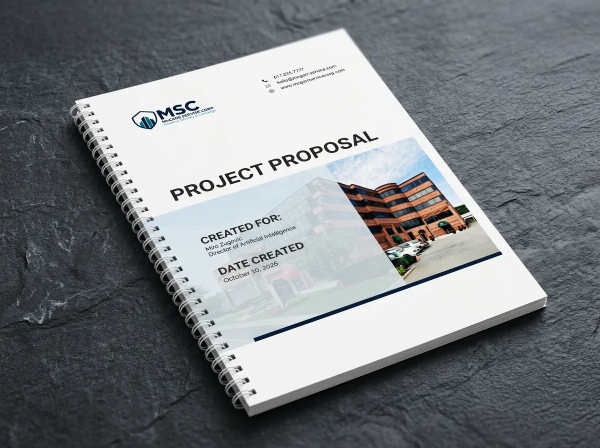 Spiral-bound McGarr Service Corp project proposal cover