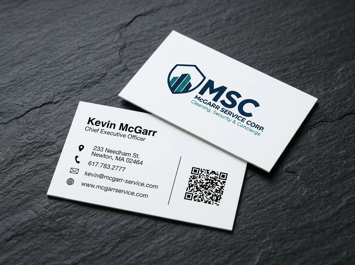 McGarr Service Corp business cards, logo front and contact back