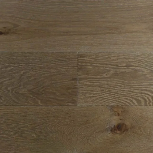 Wide-plank wire-brushed oak flooring sample